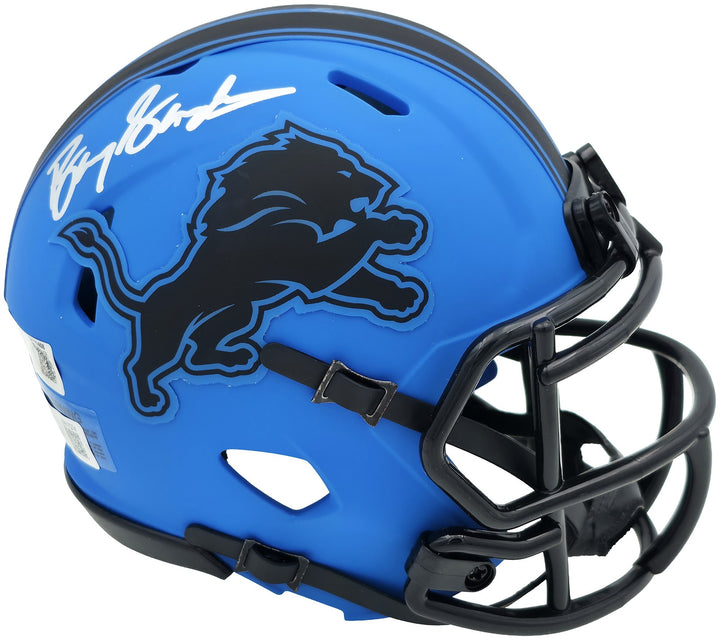 Barry Sanders Signed Detroit Lions Rave Blue Speed Mini Helmet Beckett