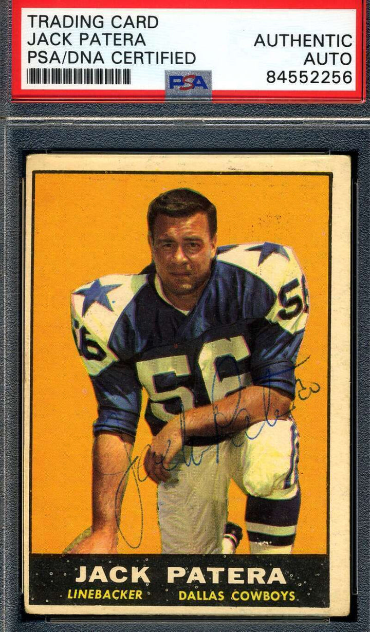 Jack Patera PSA DNA Vintage Signed 1961 Topps Rookie Autographed