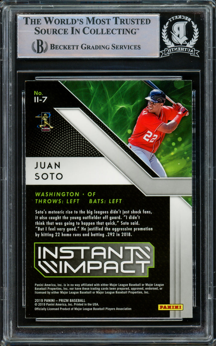 Juan Soto Autographed 2019 Panini Prizm Instant Impact Card Yankees Beckett