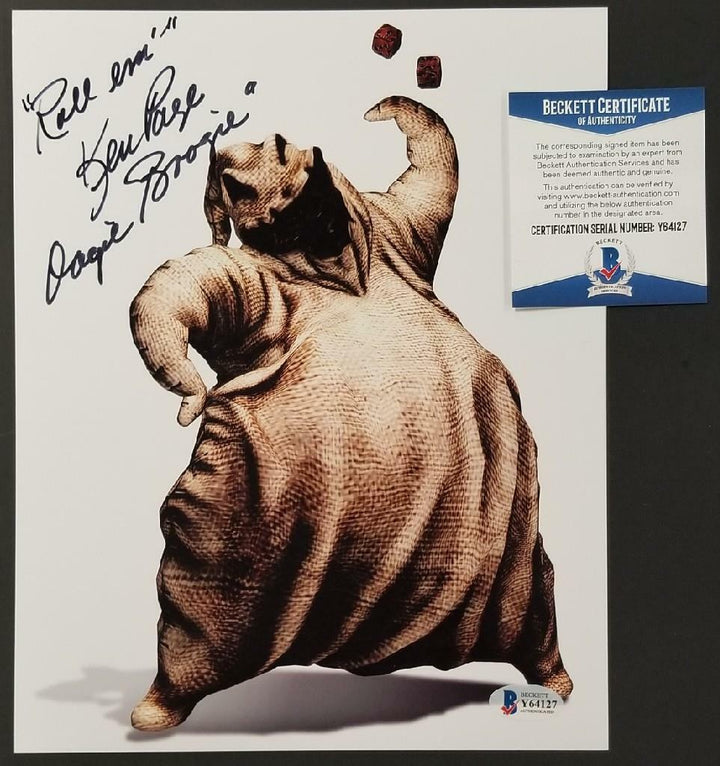 Ken Page signed Nightmare Before Christmas 8x10 Photo #17 "ROLL EM" ~ BAS COA