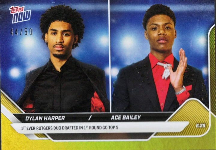 2025 Topps Now Dylan Harper/Ace Bailey #DHAB Gold Foil /99 Rookie RC Card