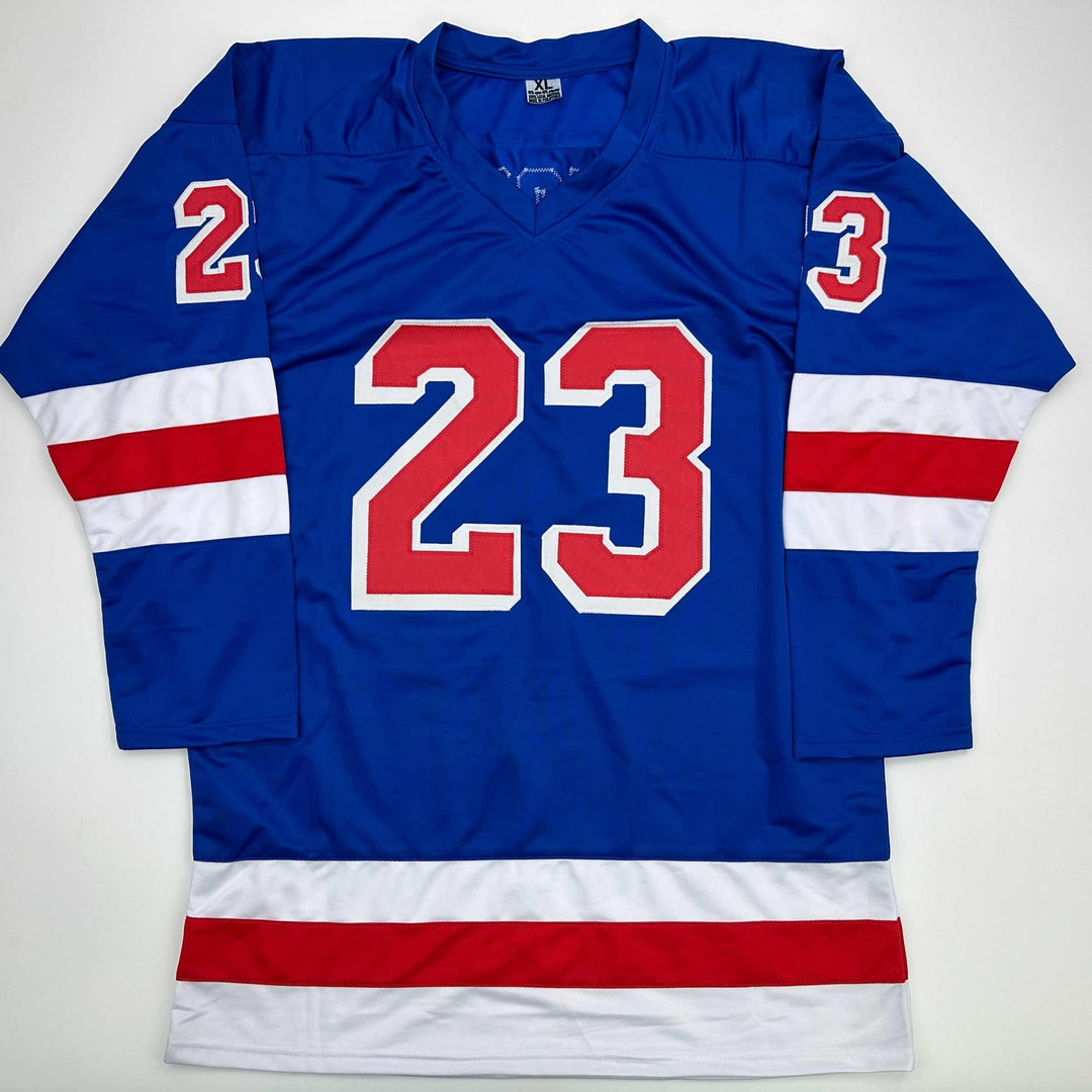 Facsimile Autographed Adam Fox New York Blue Reprint Jersey Size Men's XL