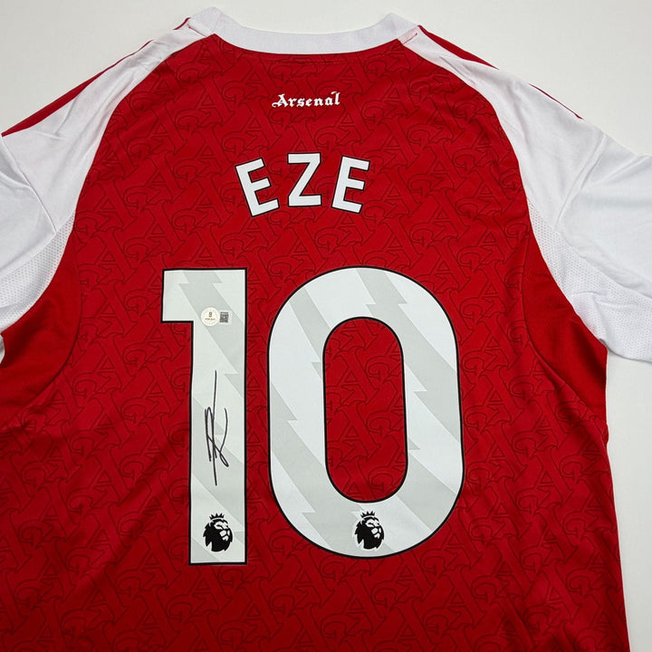 Autographed/Signed Eberechi Eze Arsenal Red Soccer Futbol Jersey Beckett BAS COA