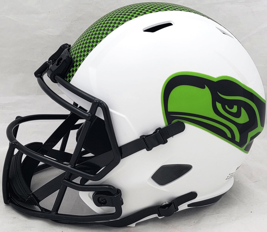 Jim Zorn Auto Seahawks Lunar Eclipse White Full Size Rep Speed Helmet MCS Holo