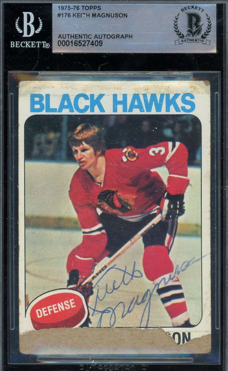 Keith Magnuson Beckett BAS Signed 1975-76 Topps Autograph