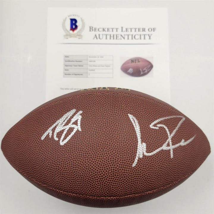 Drew Brees + Sean Payton signed NFL Replica Football Saints ~ Beckett BAS LOA