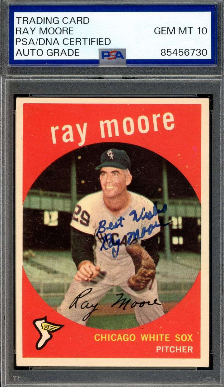 Ray Moore Gem Mint 10 PSA DNA Signed 1959 Topps Autograph