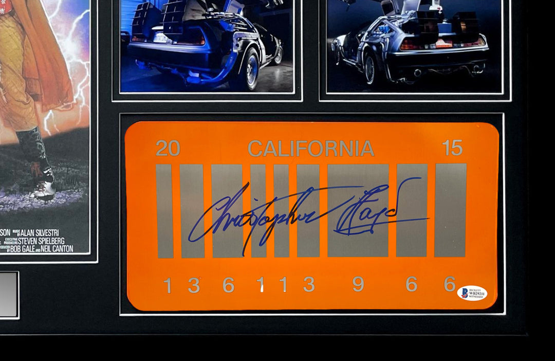 Back to Future Michael J. Fox Christopher Lloyd Signed Plate Collage Framed JSA