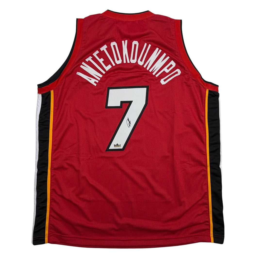 Facsimile Autographed Giannis Antetokounmpo Miami Red Reprint Jersey XL