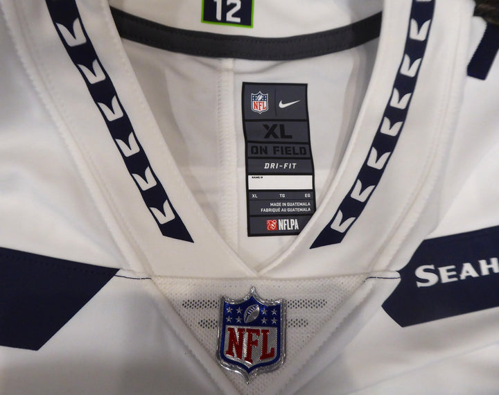 Seattle Seahawks Russell Wilson Signed White Nike Twill Jersey Size XL RW Holo