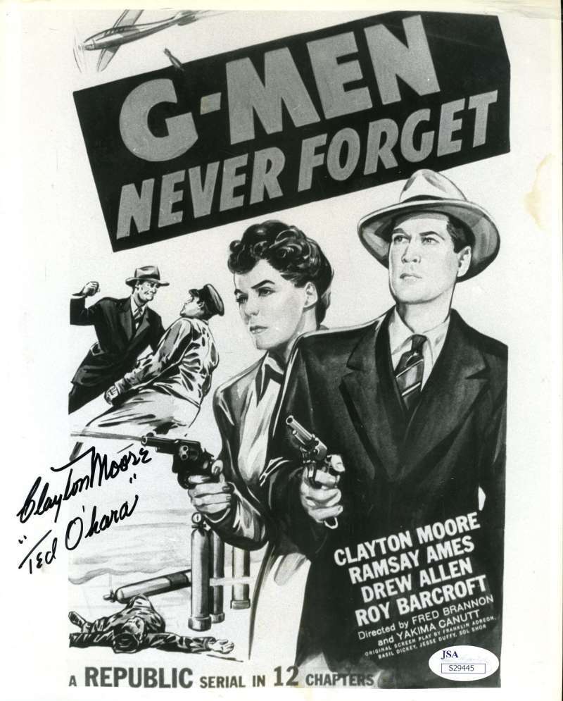 Clayton Moore Jsa Coa Autograph 8x10 Hand Signed Photo Authenticated G Men
