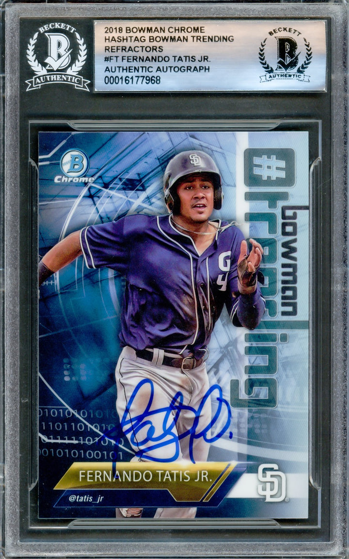 Fernando Tatis Jr. Signed 2018 Bowman Chrome Trending RC #-FT San Diego Padres