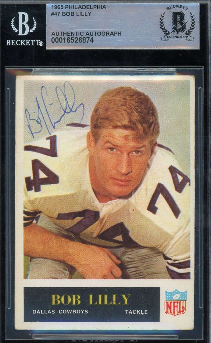 Bob Lilly Beckett BAS Signed 1965 Philadelphia Autograph