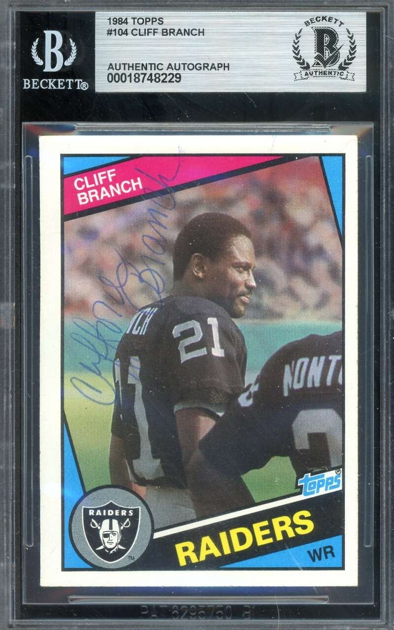Cliff Branch Beckett BAS Signed 1984 Topps Autograph Raiders