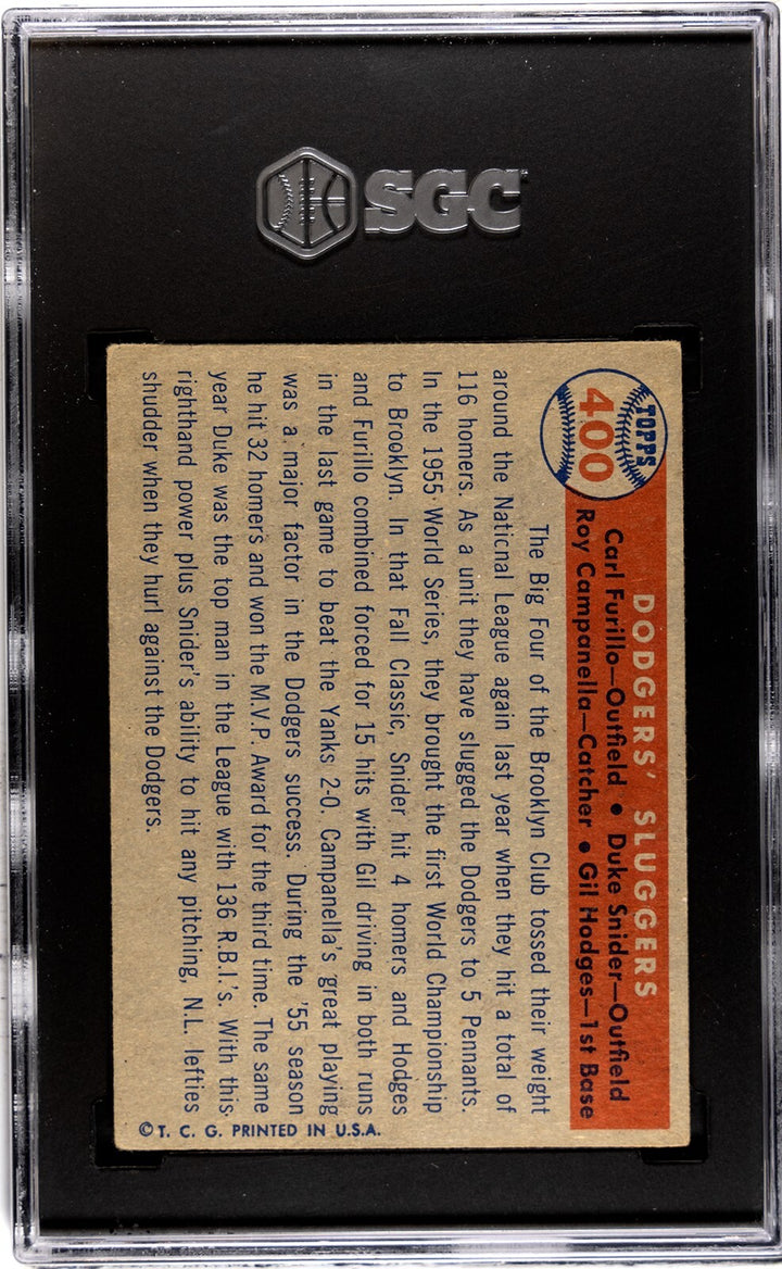 Duke Snider/Roy Campanella 1957 Topps Dodgers' Sluggers Card- SGC Graded 3.5 VG+