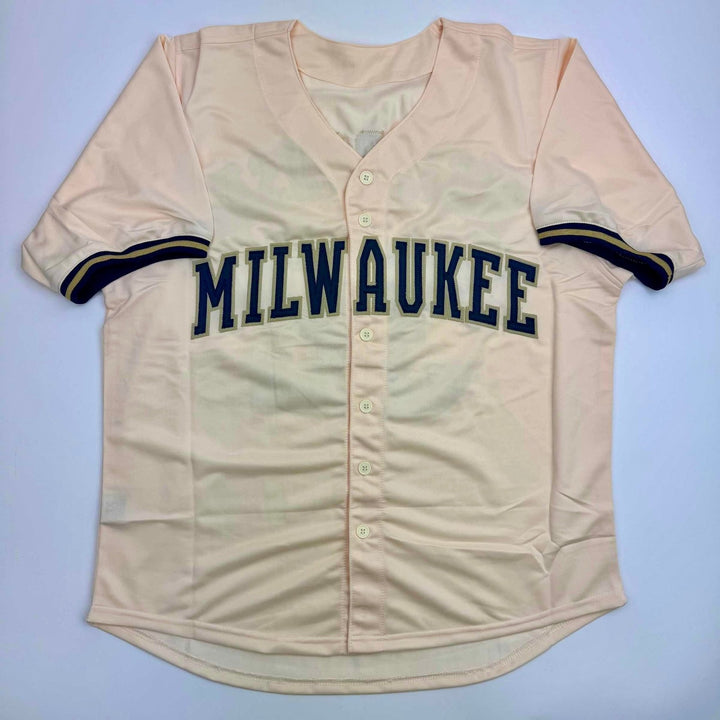 Autographed/Signed Jacob Misiorowski Milwaukee Cream Jersey JSA COA