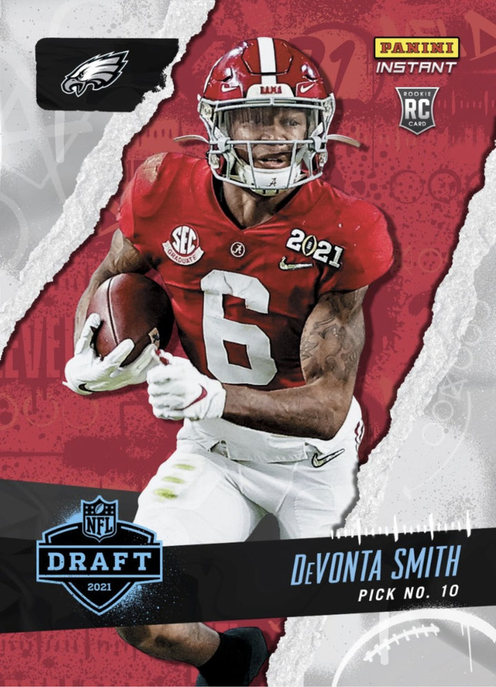 2021 DEVONTA SMITH NFL DRAFT NIGHT PICK 10 PANINI INSTANT EAGLES ROOKIE CARD #9