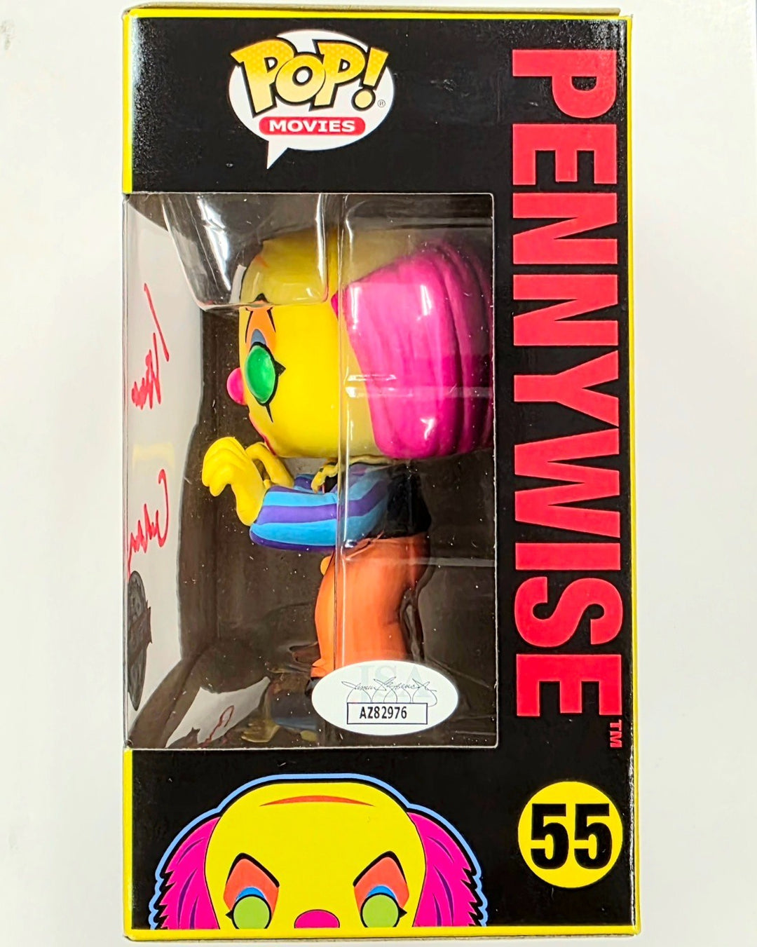 Tim Curry signed Pennywise IT Blacklight Funko Pop! 55 (GITD Ink autograph) JSA