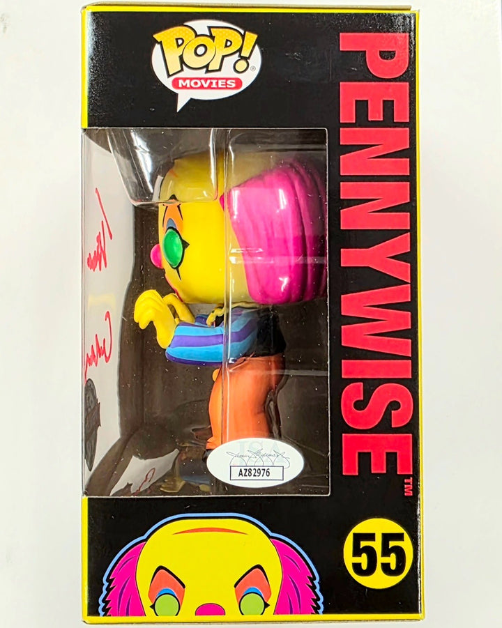Tim Curry signed Pennywise IT Blacklight Funko Pop! 55 (GITD Ink autograph) JSA