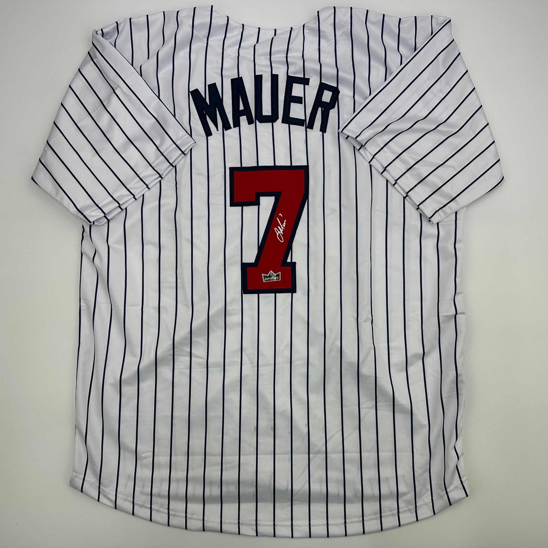 Facsimile Autographed Joe Mauer Minnesota Pinstripe Reprint Jersey Size Men's XL