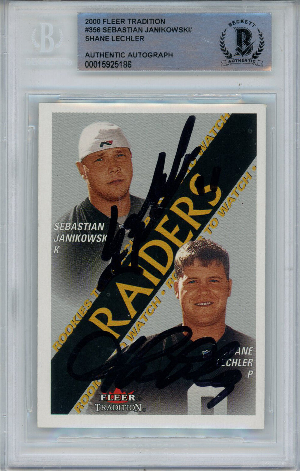 Janikowski & Lechler Signed 2000 Fleer Traditions #356 Rookie Card BAS Slab