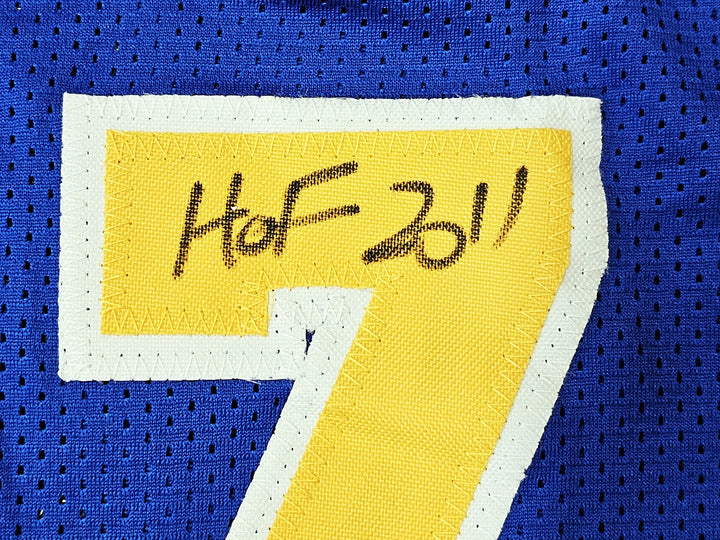 Warriors Chris Mullin, Tim Hardaway, Richmond Auto Blue Jersey Run TMC HOF BAS