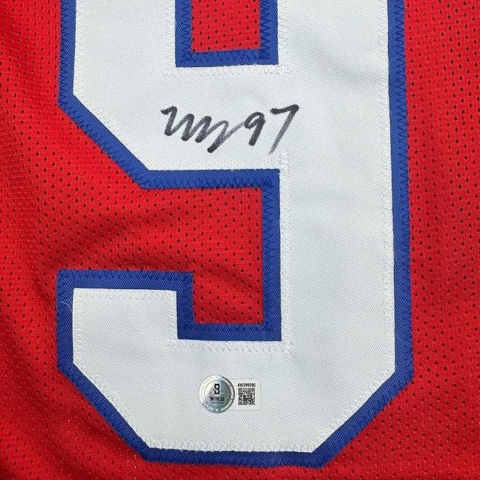 Framed Autographed/Signed Milton Williams 35x39 New England Red Jersey COA