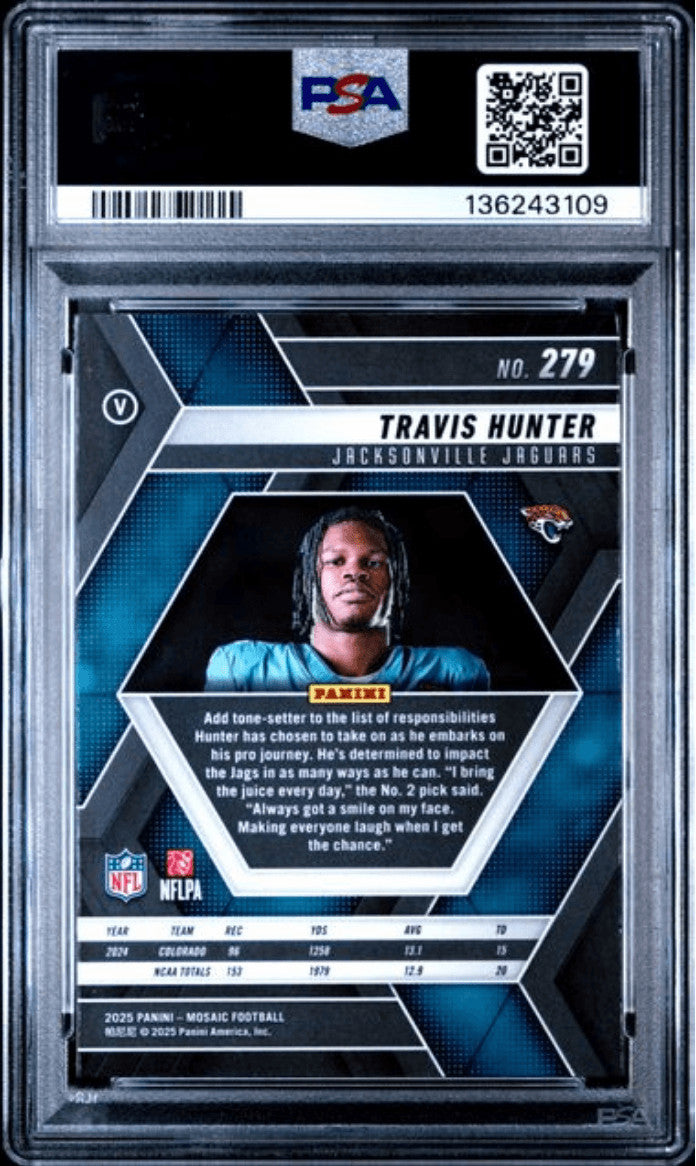 Graded 2025 Panini Mosaic Travis Hunter #279 Rookie RC Card PSA 10 Gem Mint