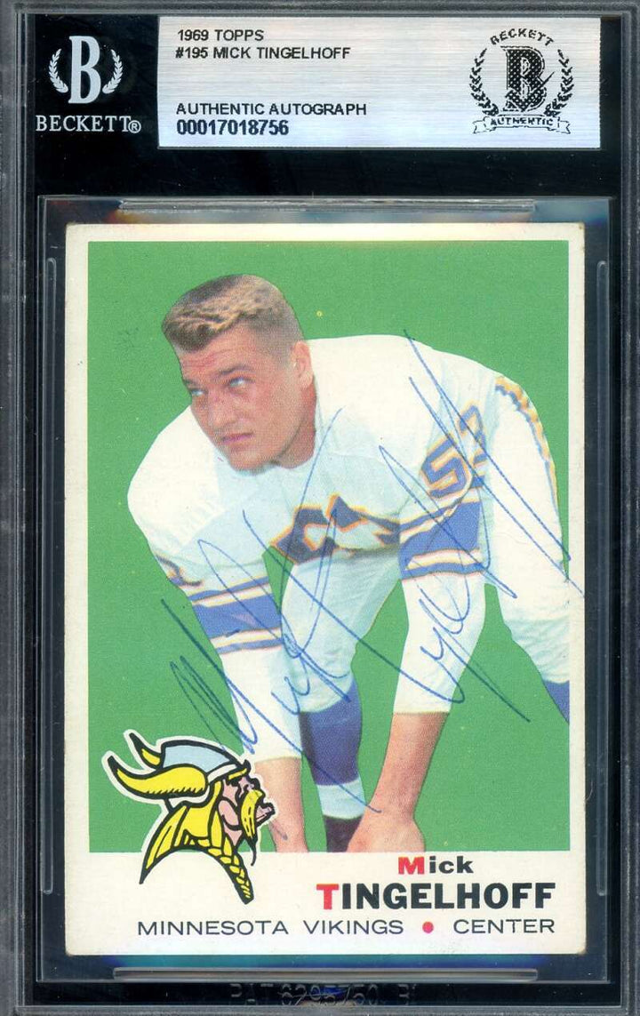Mick Tingelhoff Beckett BAS Vintage Signed 1969 Topps Autograph