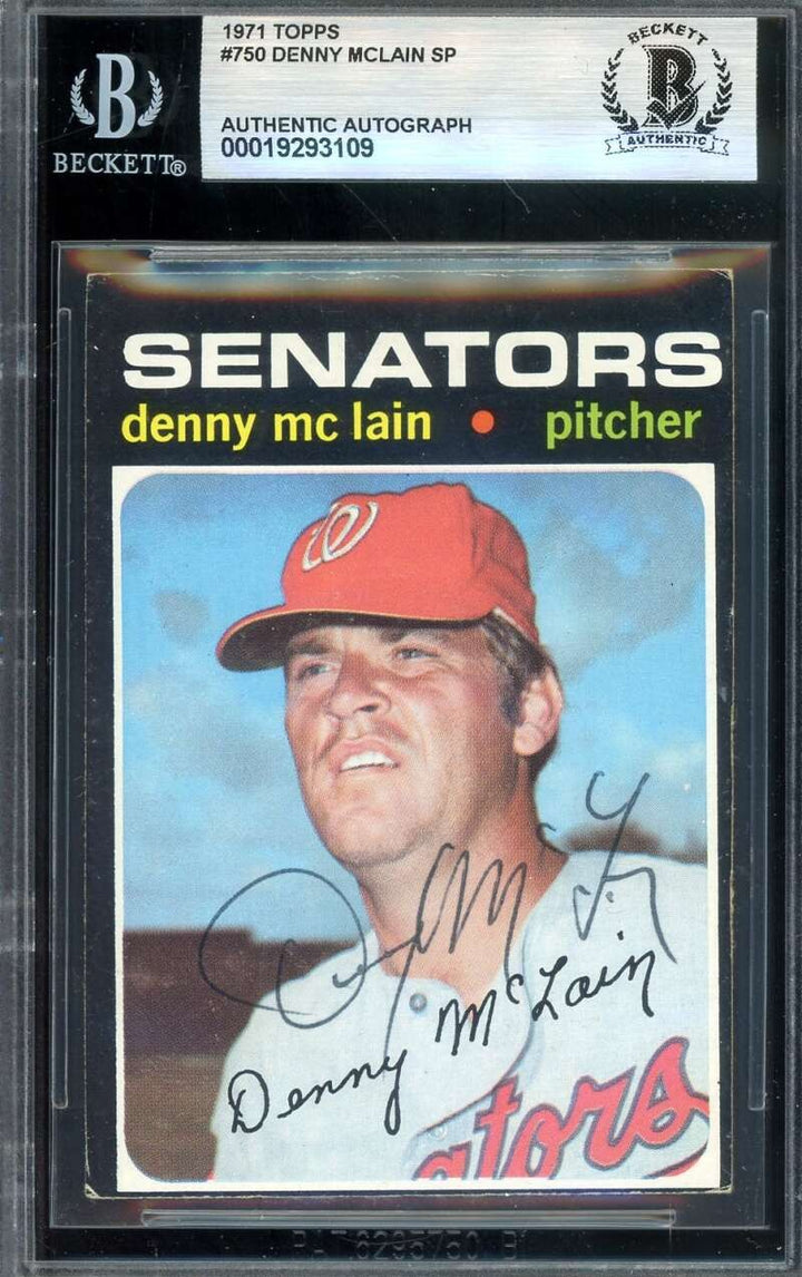 Denny McLain Beckett BAS Signed 1971 Topps High Number Autograph
