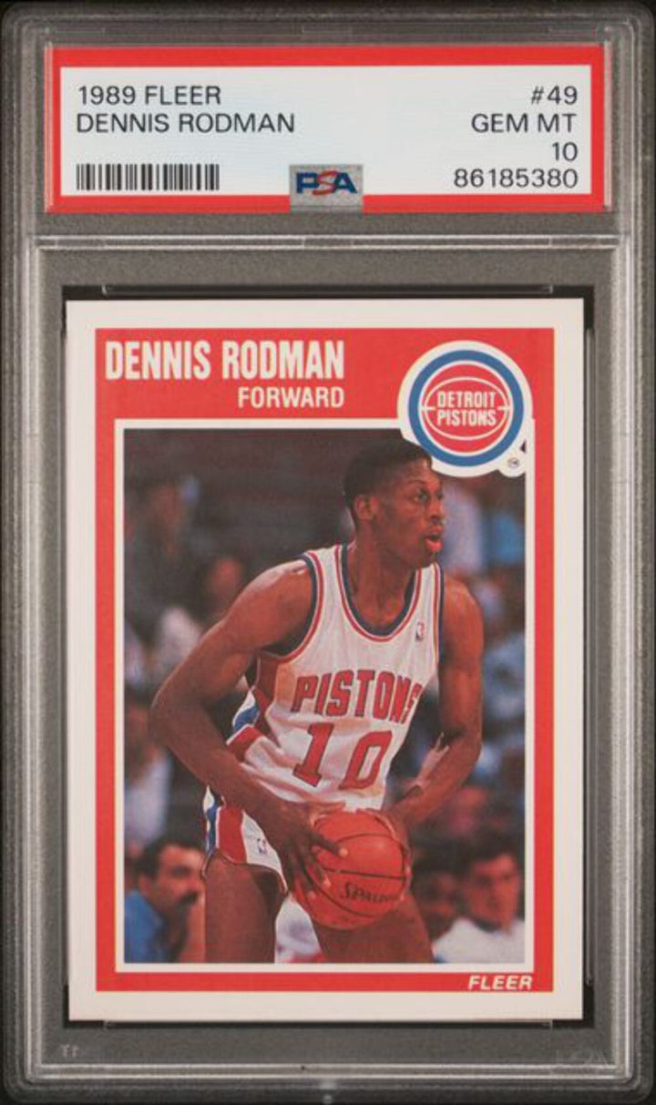 Graded 1989 Fleer Dennis Rodman #49 2nd Year Basketball Card PSA 10 Gem Mint