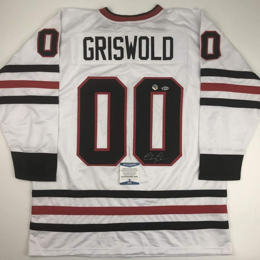 Autographed/Signed CHEVY CHASE Clark Griswold Chicago White Jersey BAS COA