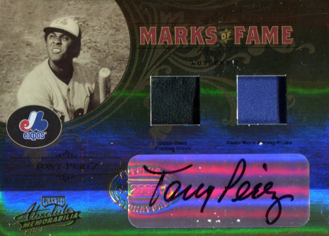 Tony Perez Autographed 2005 Donruss Playoff Absolute Memorabilia Marks of Fame J