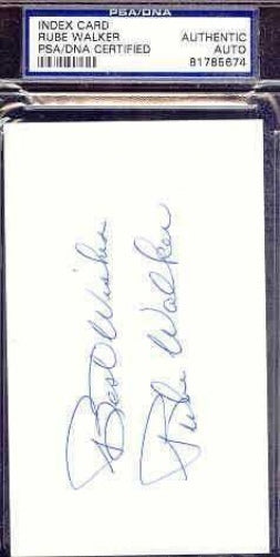 Rube Walker Signed 3x5 Index Card Psa/dna Autograph