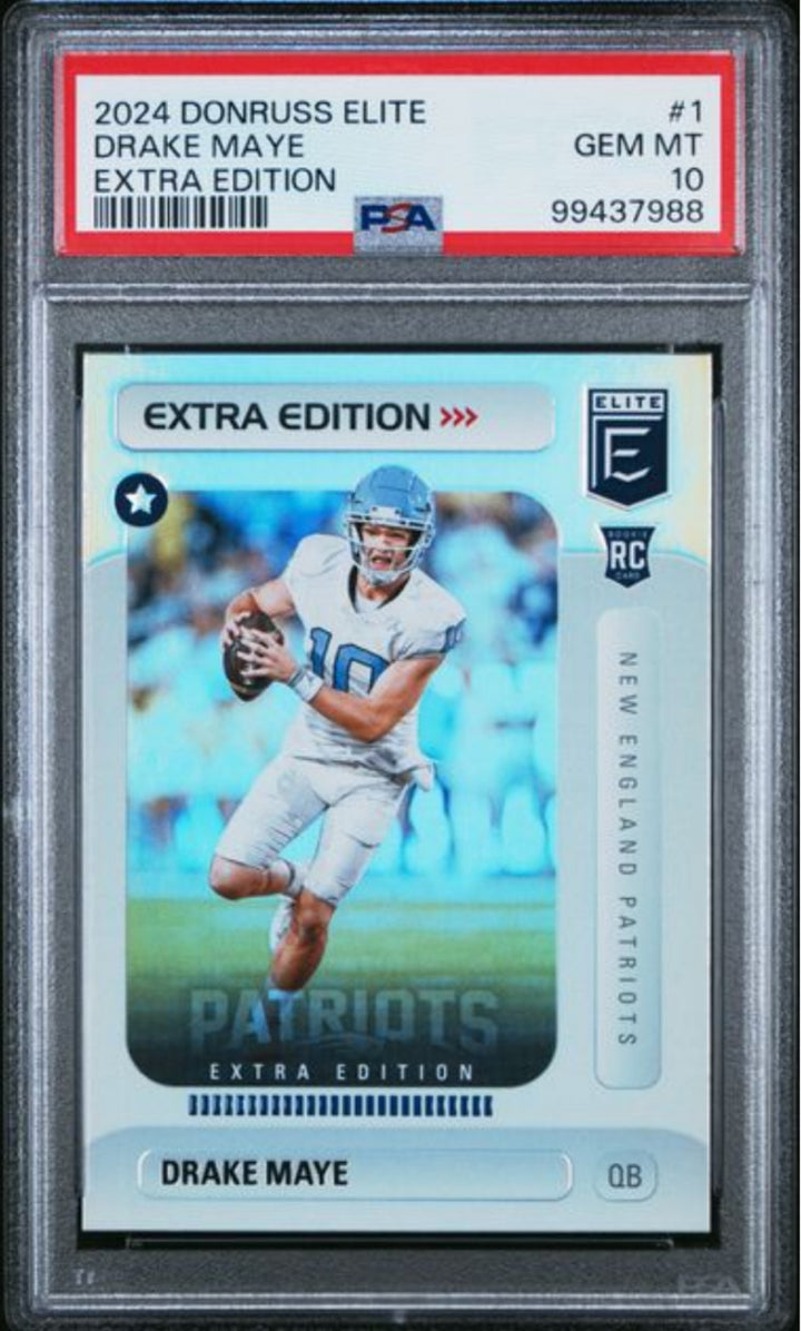 Graded 2024 Donruss Elite Drake Maye #1 Extra Edition RC Football Card PSA 10