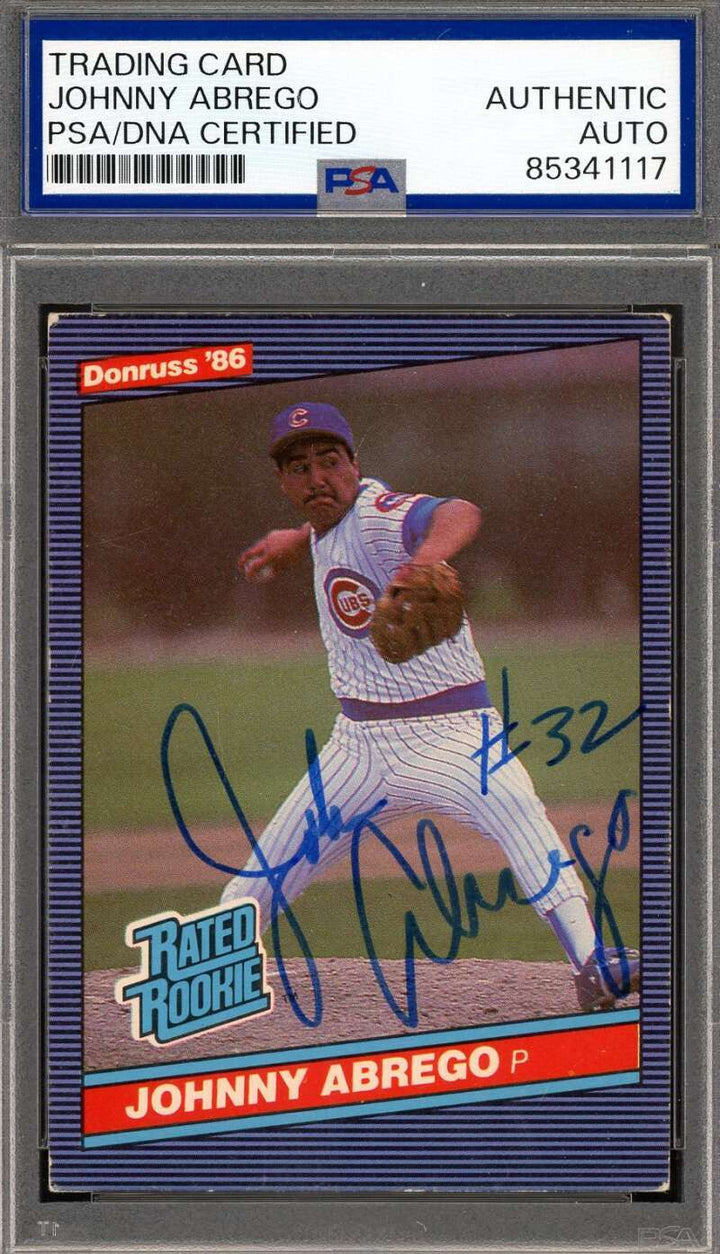 Johnny Abrego PSA DNA Signed Key Card 1986 Donruss Rookie Autograph
