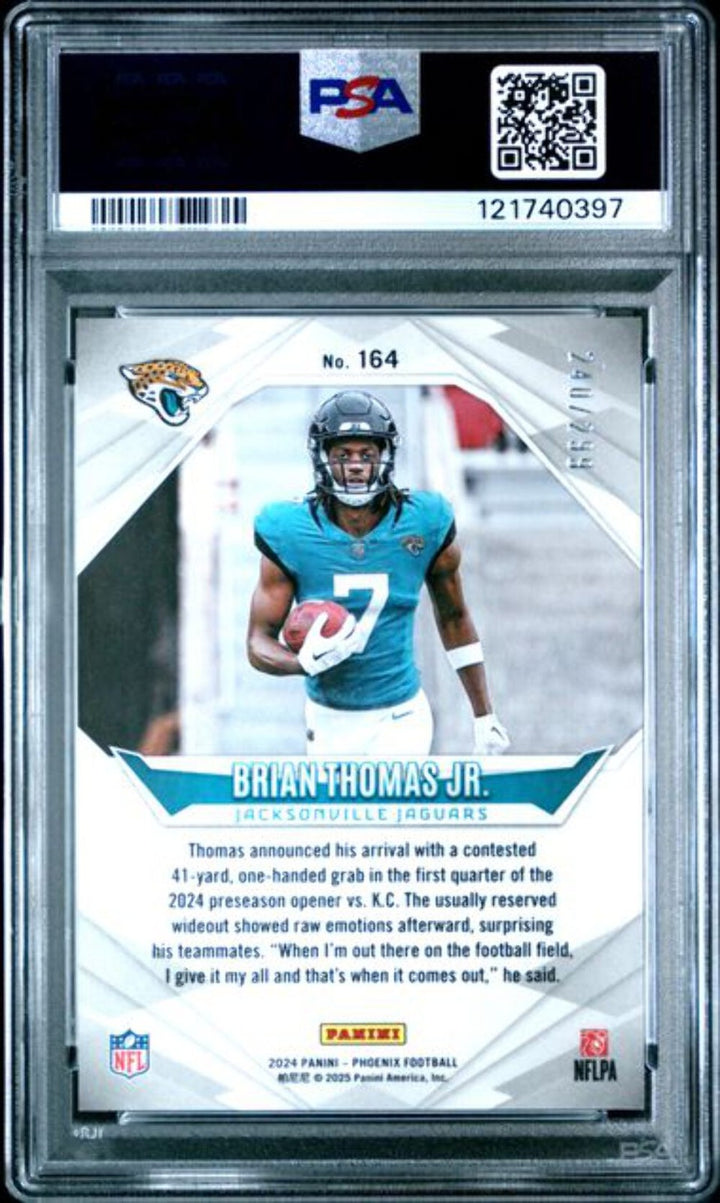 Graded 2024 Panini Phoenix Brian Thomas Jr #164 /299 Logos Rookie RC Card PSA 10