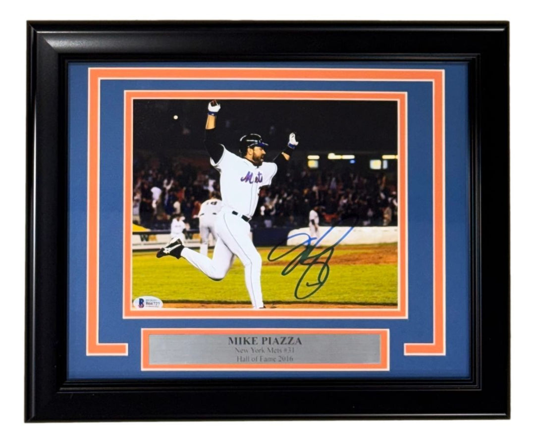 Mike Piazza Signed Framed 8x10 New York Mets Photo BAS