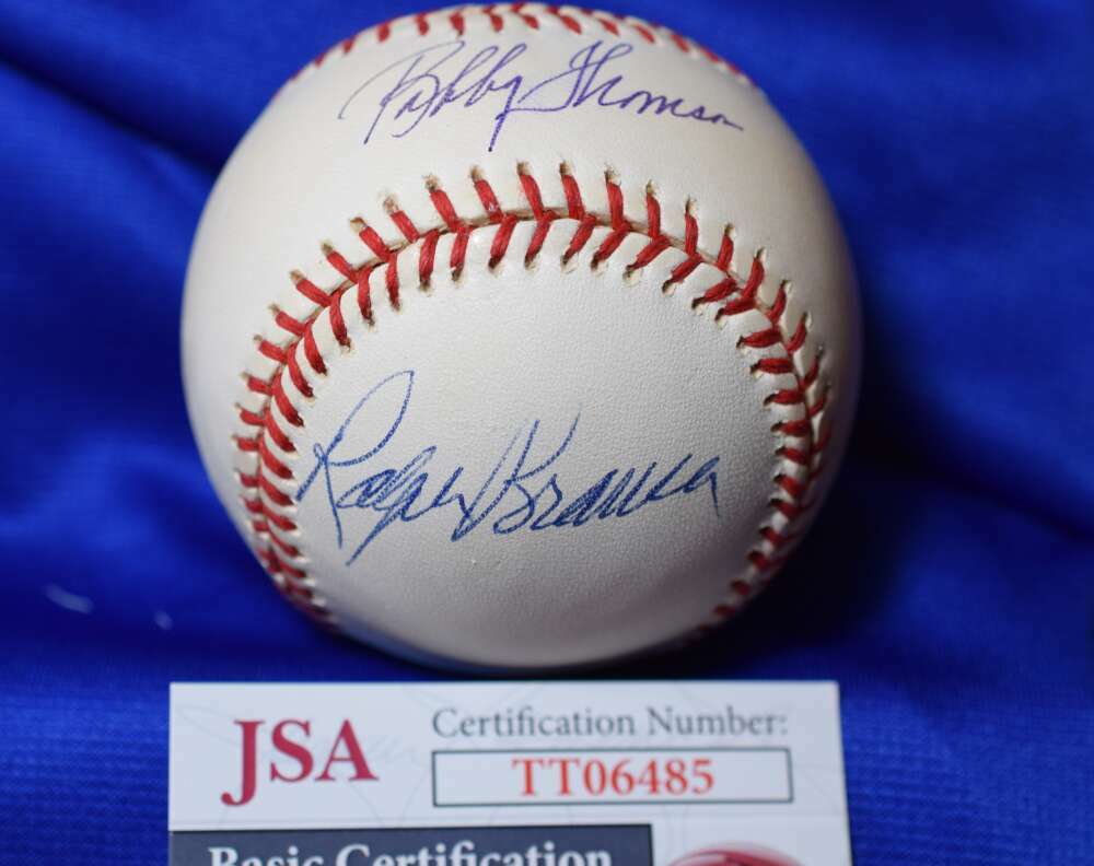 Ralph Branca Bobby Thomson JSA Coa Autograph National League ONL Signed BasebaLL