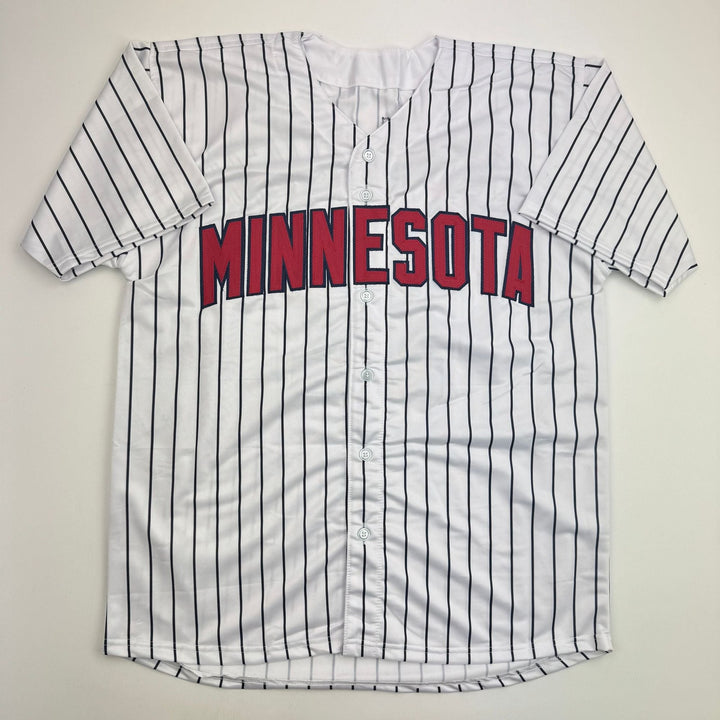Autographed/Signed Chuck Knoblauch Minnesota Pinstripe Jersey BAS COA