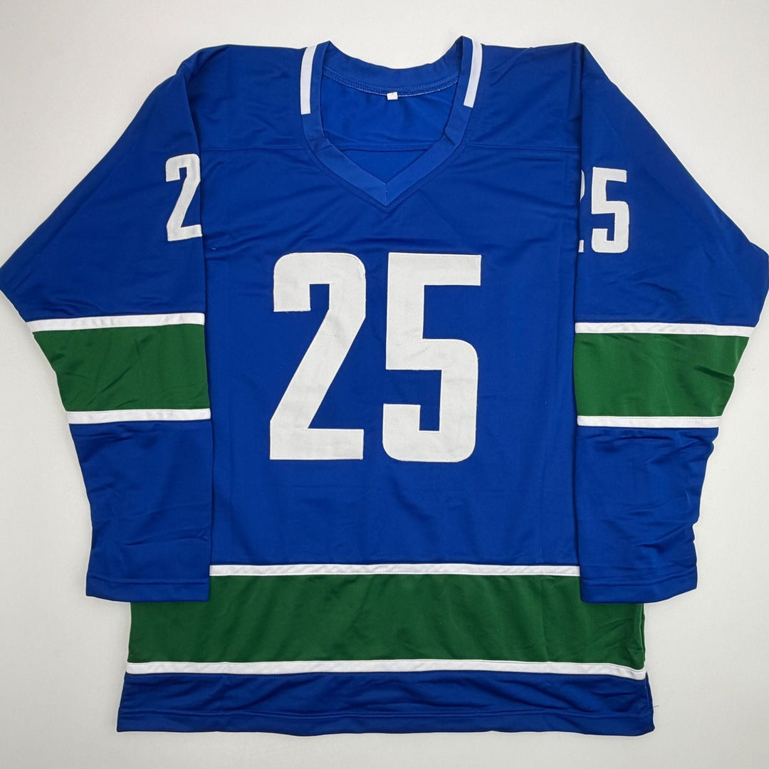 Autographed/Signed Jacob Markstrom Vancouver Blue Hockey Jersey Beckett COA
