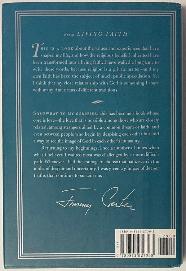 President Jimmy Carter POTUS signed 1996 Living Faith Hardcover Book- COA