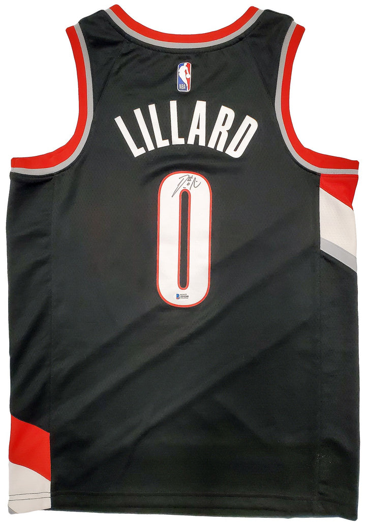 Portland Trail Blazers Damian Lillard Signed Black Nike Jersey Size M Beckett
