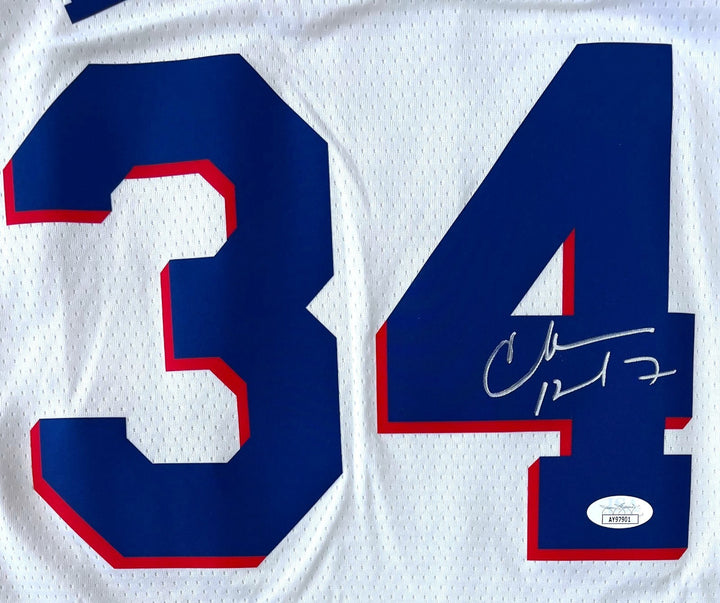 CHARLES BARKLEY SIGNED PHILADELPHIA 76ERS BASKETBALL JERSEY TEAM USA SUNS JSA !