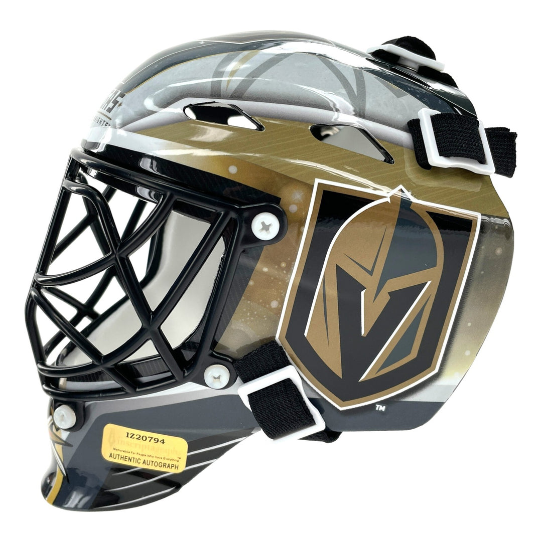 Logan Thompson Autographed Vegas Golden Knights Mini Goalie Mask COA IGM Helmet
