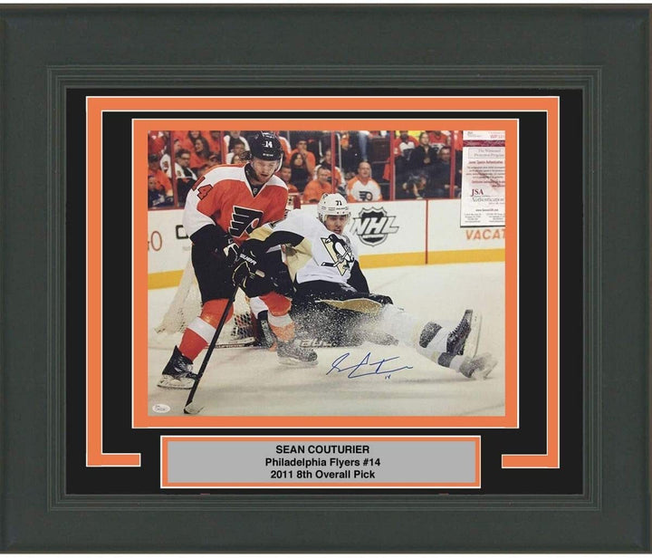 FRAMED Autographed/Signed SEAN COUTURIER Flyers Vs Malkin 16x20 Photo JSA COA