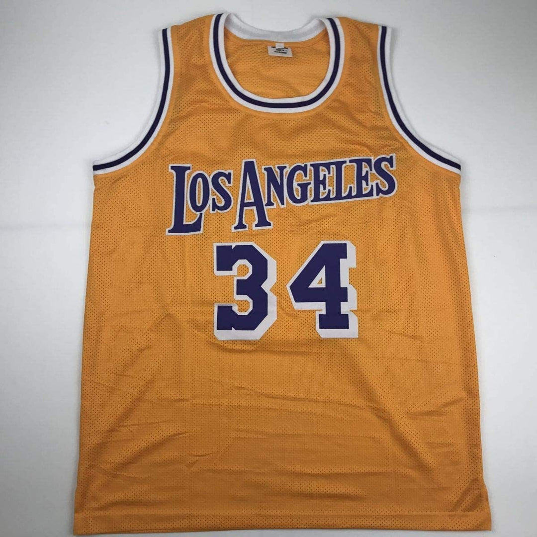 Autographed/Signed Shaquille Shaq O'Neal Los Angeles Yellow Jersey Beckett COA