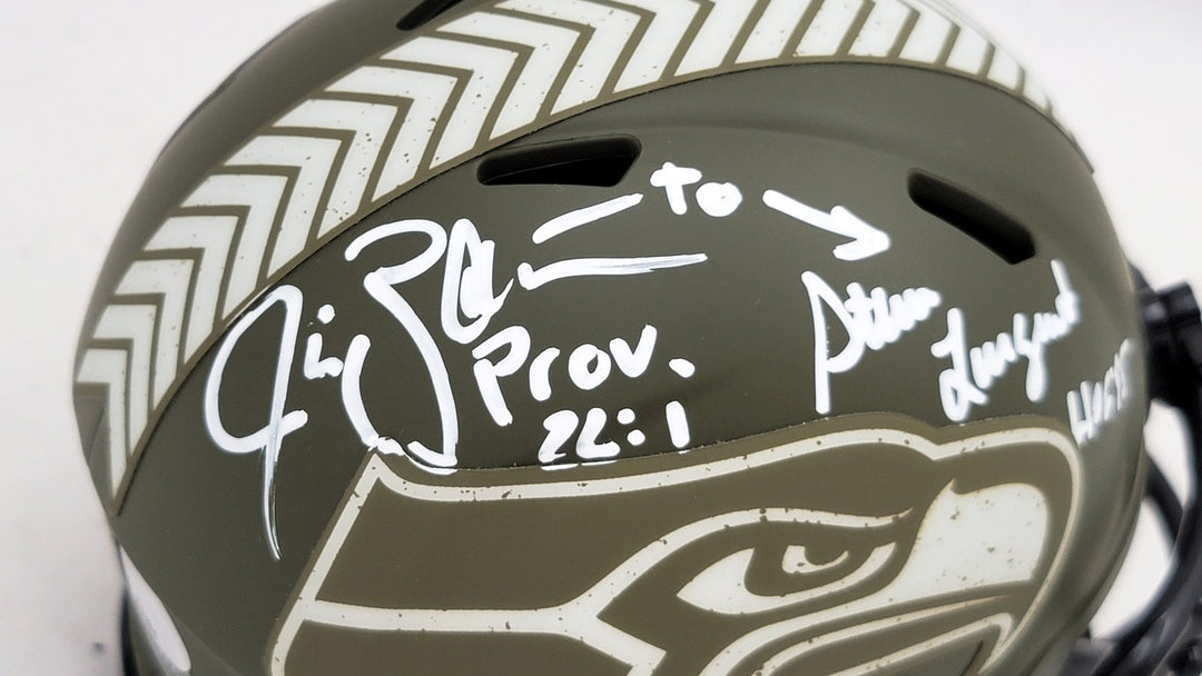 Steve Largent Jim Zorn Auto Seahawks Camo Speed Mini Helmet Salute To Service