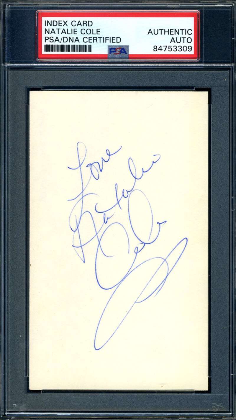 Natalie Cole PSA DNA Coa Signed 3x5 Index Card Autograph