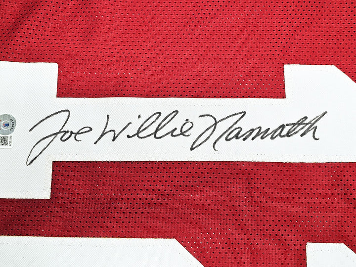 Alabama Crimson Tide Joe Willie Namath Auto Crimson Jersey Full Name Beckett Wit